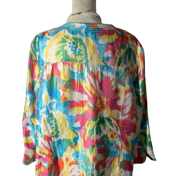 Ruby Rd. Pastel color button front swirl print jacket - Picture 2 of 4